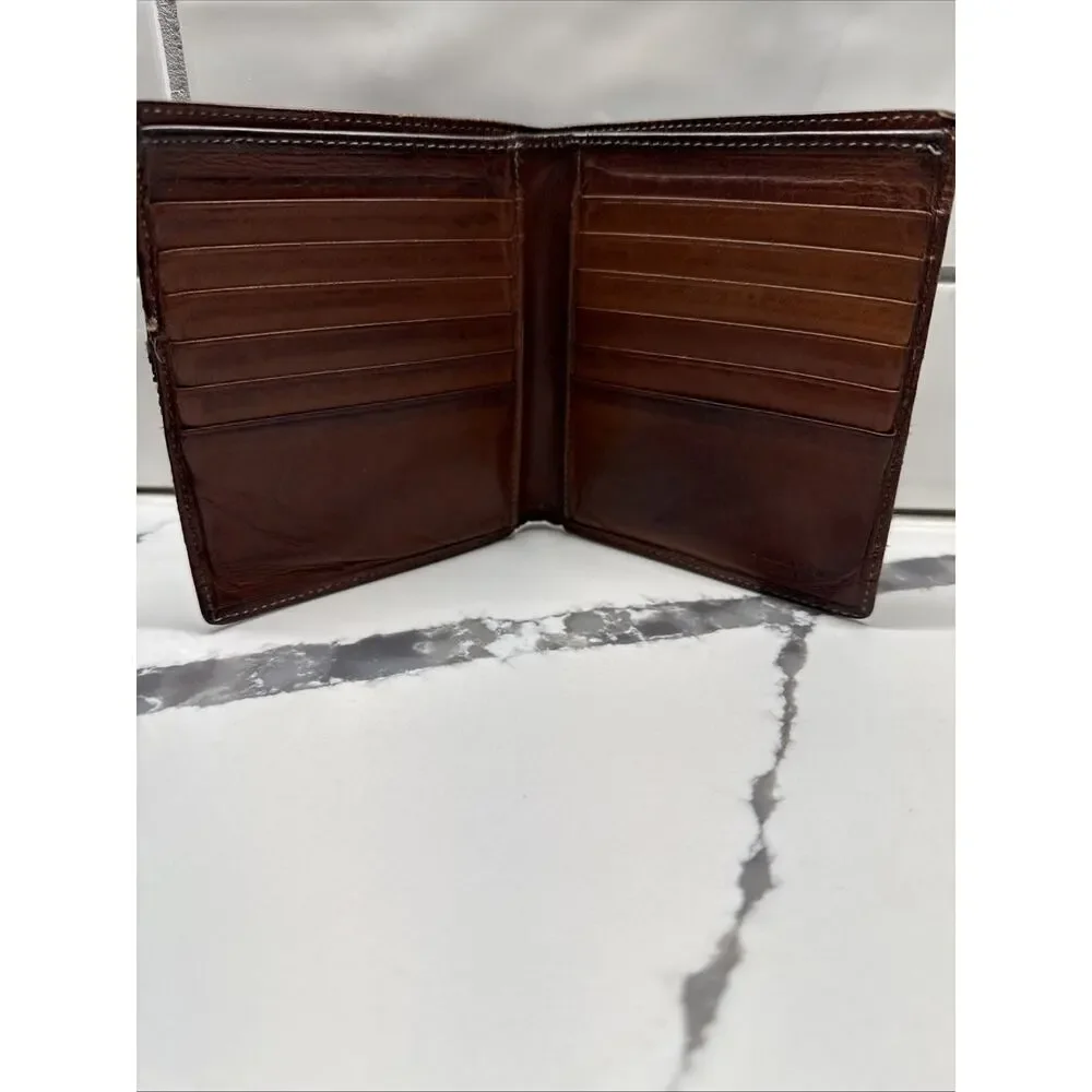 Vintage BOSCA Water Buffalo Bi-Fold Leather Wallet 4.5” X 4.5”